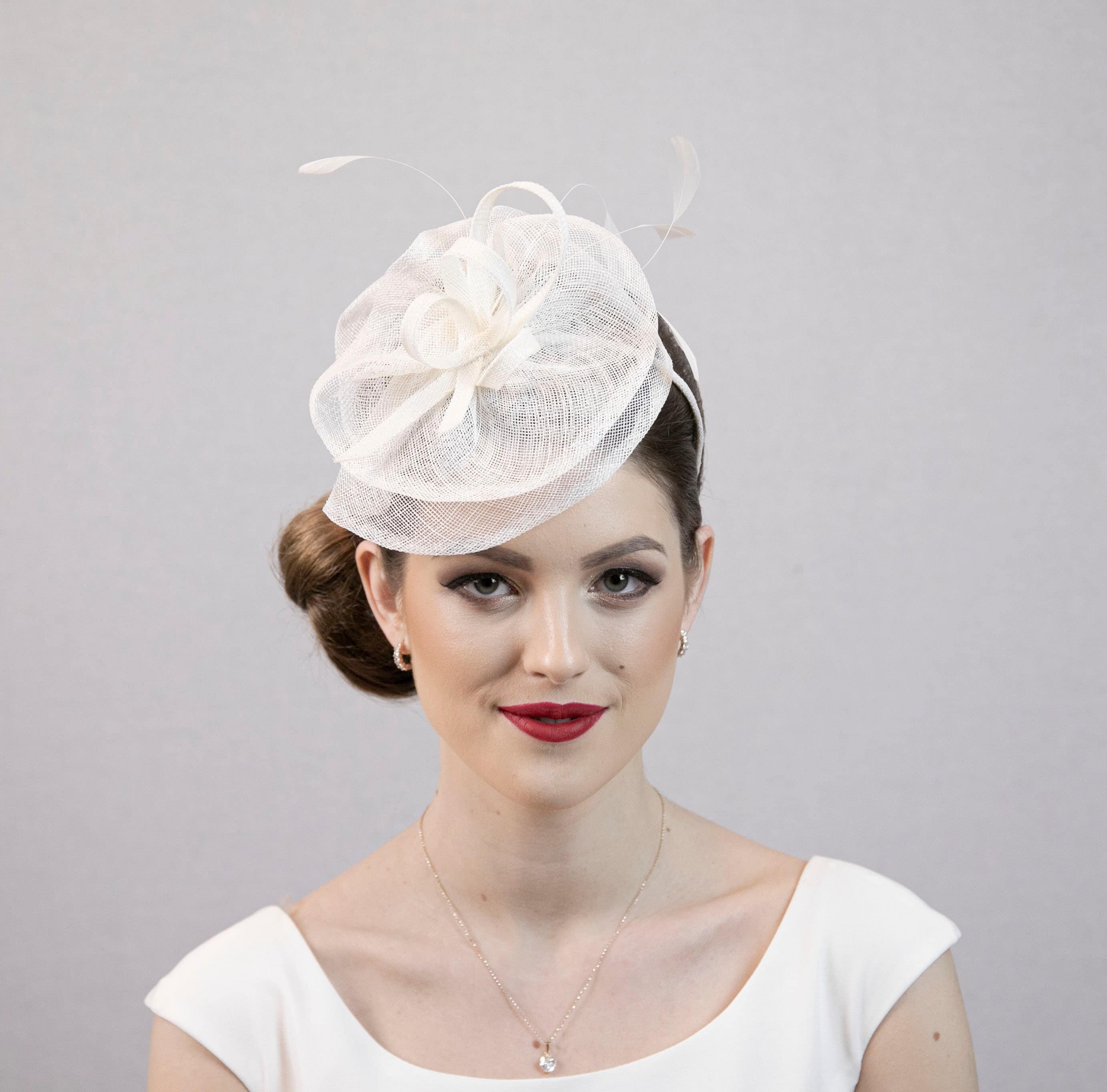White Fascinator Hat for the Weddings 
