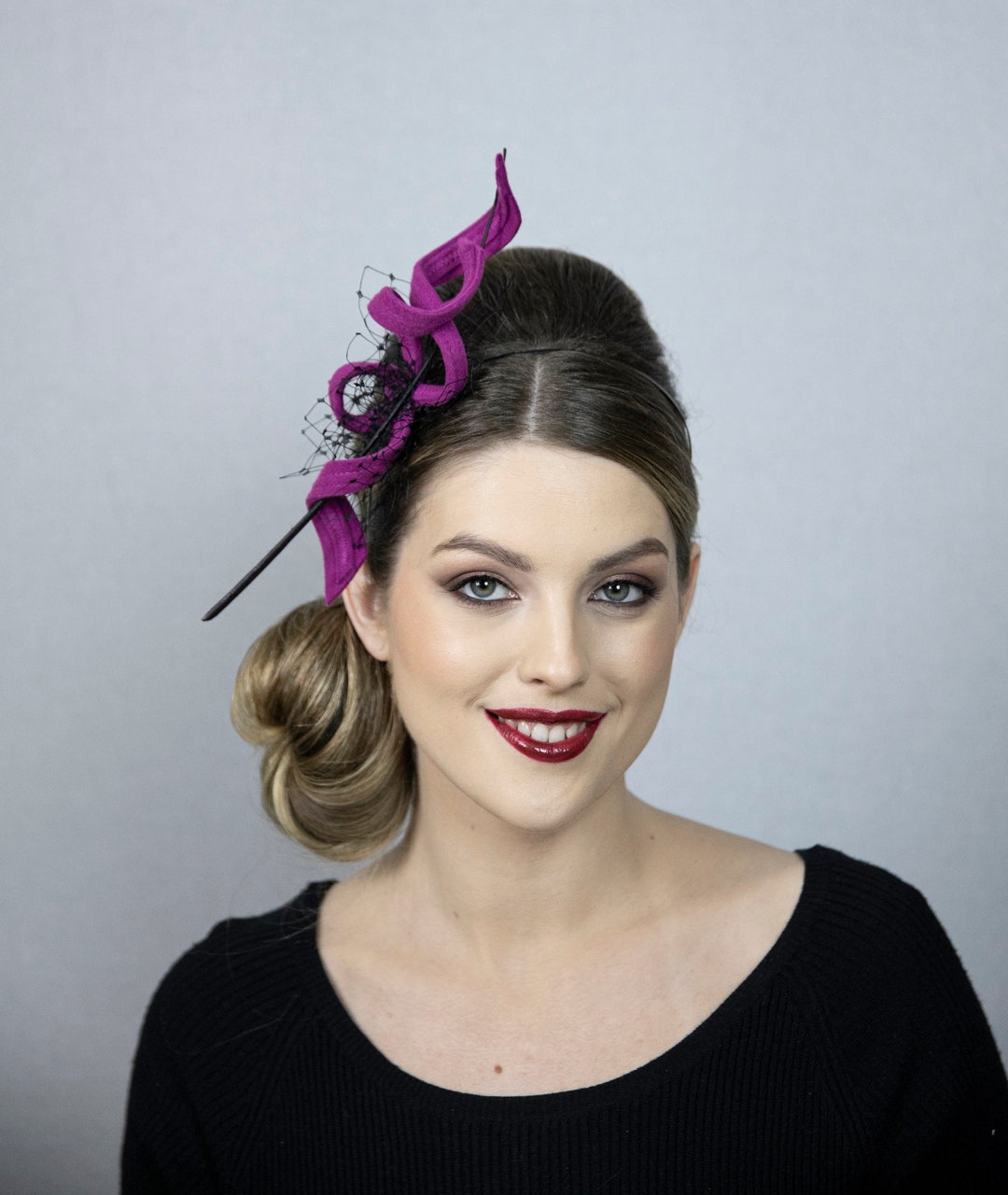 Hot Pink Fascinator. Pink and Black Fascinator Headpiece. New Etsy