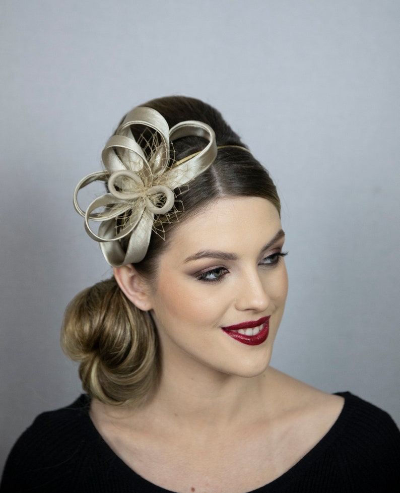 Golden wedding fascinator. New design from Less is More collection, 2024 image 2