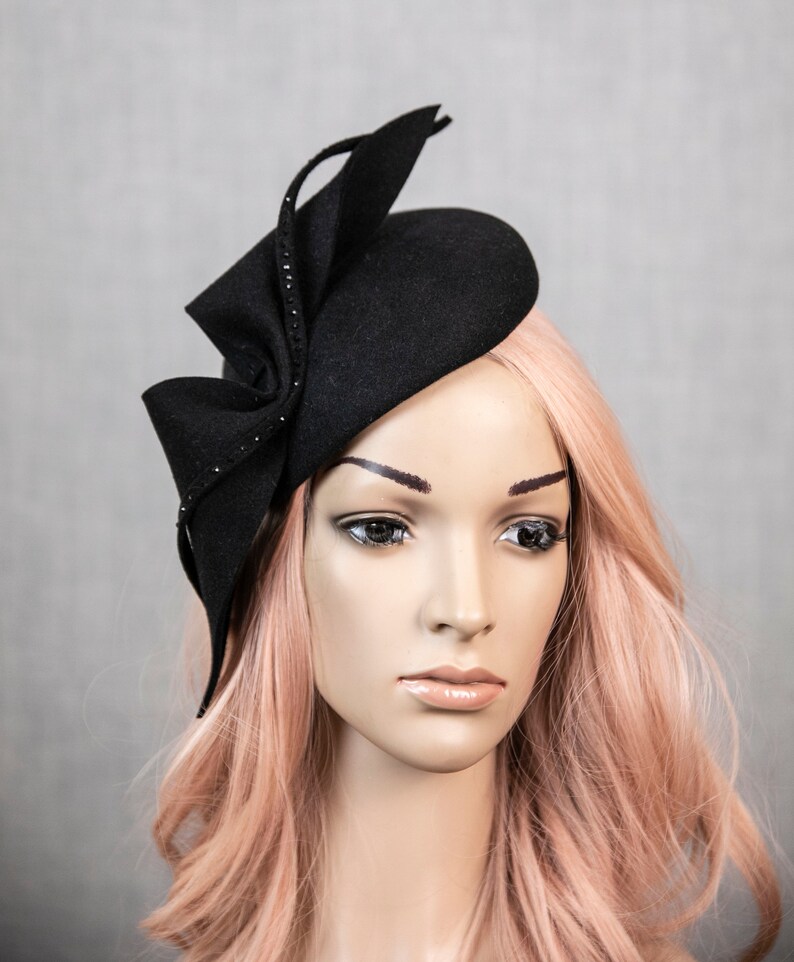 Black Percher. Small Black Pillbox Hat. Funeral Hat With Veil. Etsy