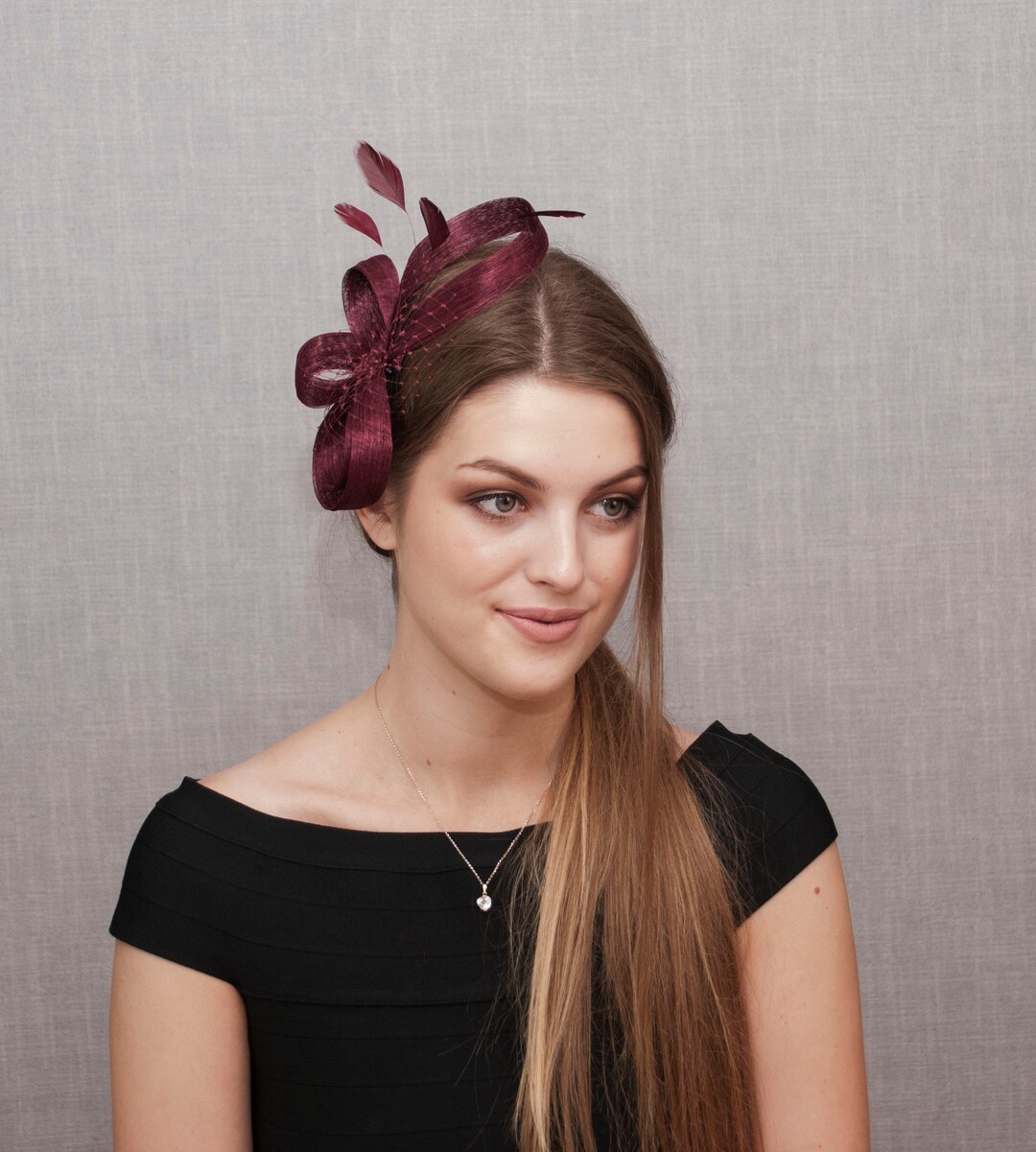 Red Wine Colour Fascinator. Burgundy Wedding Fascinator With Etsy