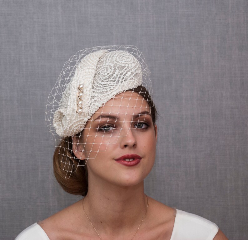 Ivory White Bridal Pillbox Hat. Pearl White Wedding Hat. Last Etsy