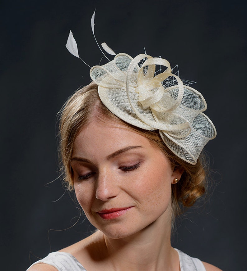 White wedding fascinator hat for your special occasions image 1