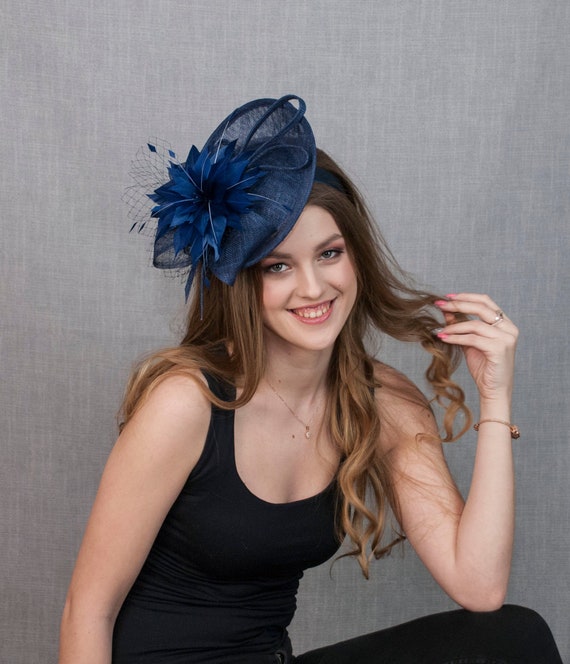 Navy Blue Wedding Hat. Blue Race Hat 