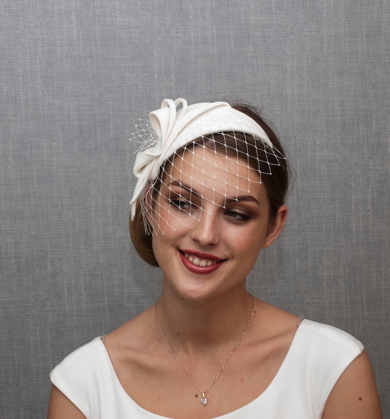 Ivory White Wedding Fascinator. Ivory 