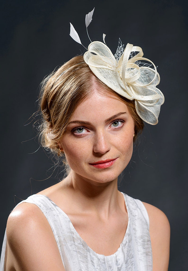 White wedding fascinator hat for your special occasions image 2