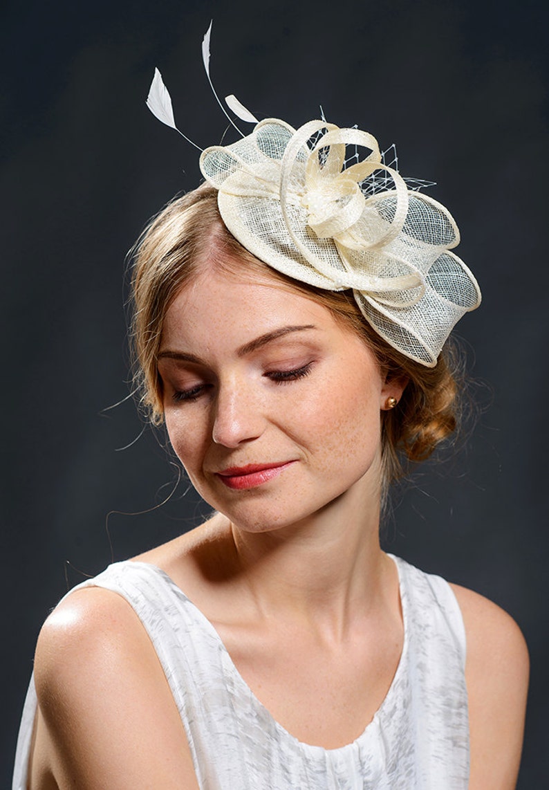 White wedding fascinator hat for your special occasions image 3