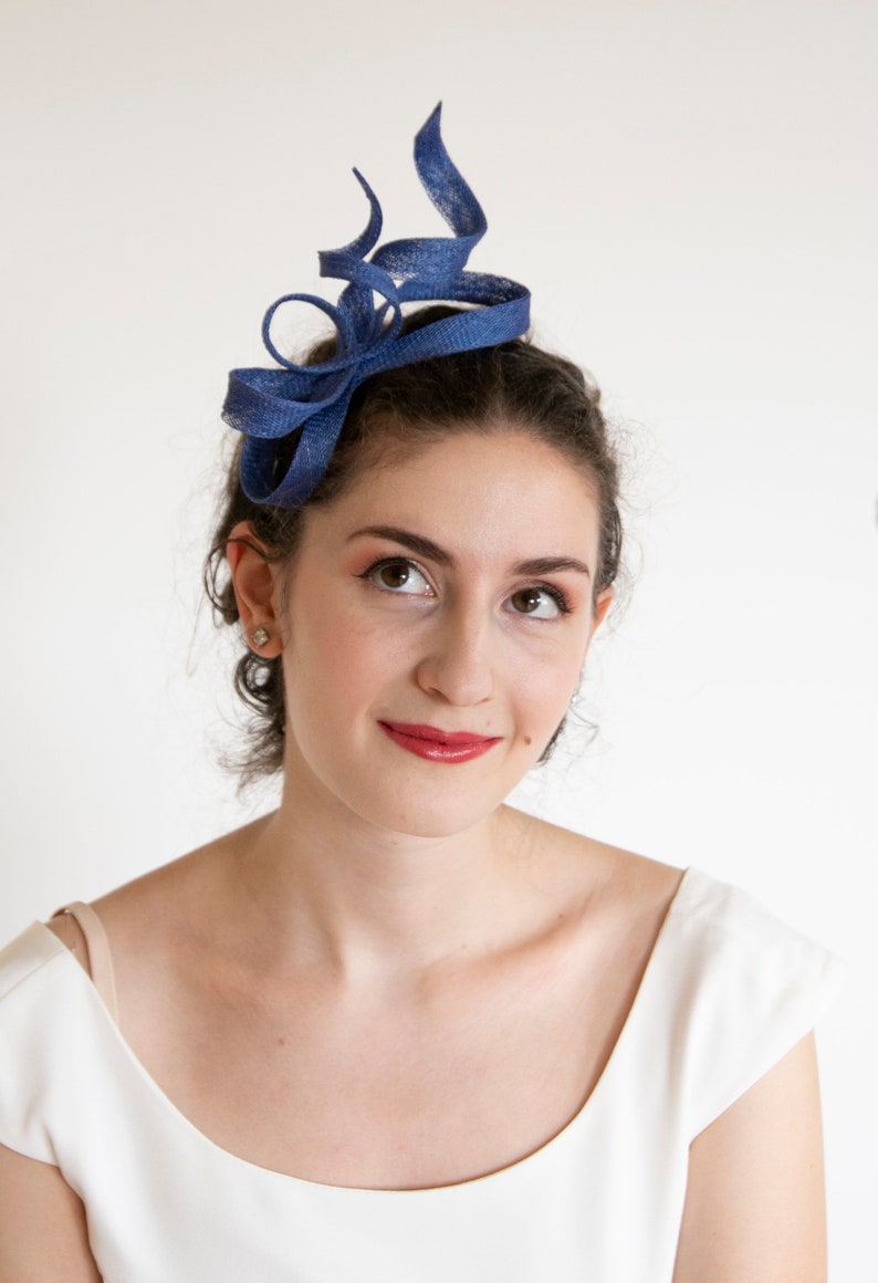 Blue minimalist fascinator. Royal blue fascinator. image 5