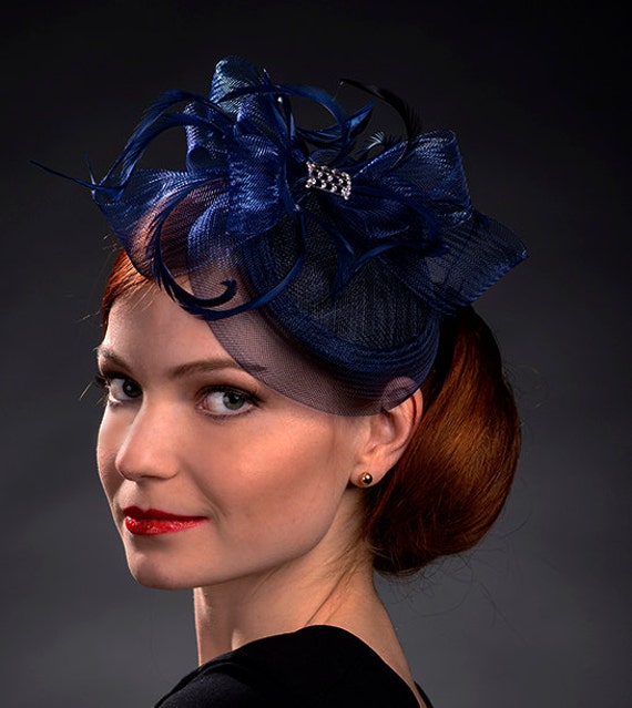 navy blue hats and fascinators