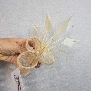 White wedding fascinator. White feather fascinator for your special occasions. image 10