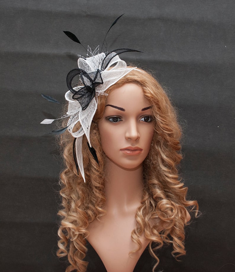 White and Black Wedding Fascinator Black and White Fascinator Etsy