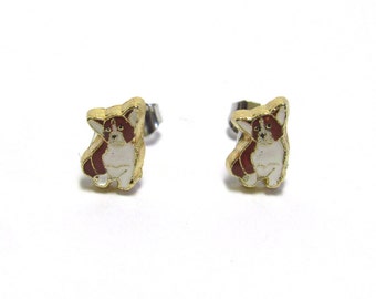 Corgi Earrings, Mini Stud Earrings,  Welsh Corgi Jewelry, Pembroke Corgi Earrings, Dog Earrings, Pet Jewelry