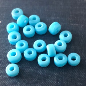 BLUE Glass 94 LOT PONY Style Rondelle Beads Destash Handmade glass beads 6mm x 4mm Cornflower Blue, Aqua image 7