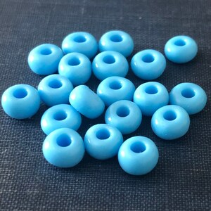 BLUE Glass 94 LOT PONY Style Rondelle Beads Destash Handmade glass beads 6mm x 4mm Cornflower Blue, Aqua image 5