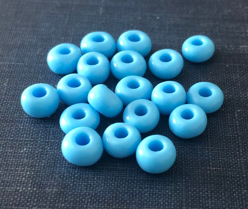 BLUE Glass 94 LOT PONY Style Rondelle Beads Destash Handmade glass beads 6mm x 4mm Cornflower Blue, Aqua image 5