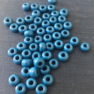 BLUE Glass 94 LOT PONY Style Rondelle Beads Destash Handmade glass beads 6mm x 4mm Cornflower Blue, Aqua image 3