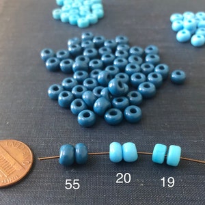 BLUE Glass 94 LOT PONY Style Rondelle Beads Destash Handmade glass beads 6mm x 4mm Cornflower Blue, Aqua image 10