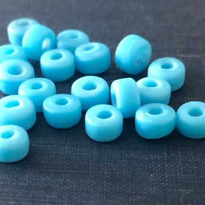 BLUE Glass 94 LOT PONY Style Rondelle Beads Destash Handmade glass beads 6mm x 4mm Cornflower Blue, Aqua image 6