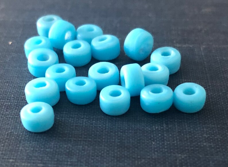 BLUE Glass 94 LOT PONY Style Rondelle Beads Destash Handmade glass beads 6mm x 4mm Cornflower Blue, Aqua image 6