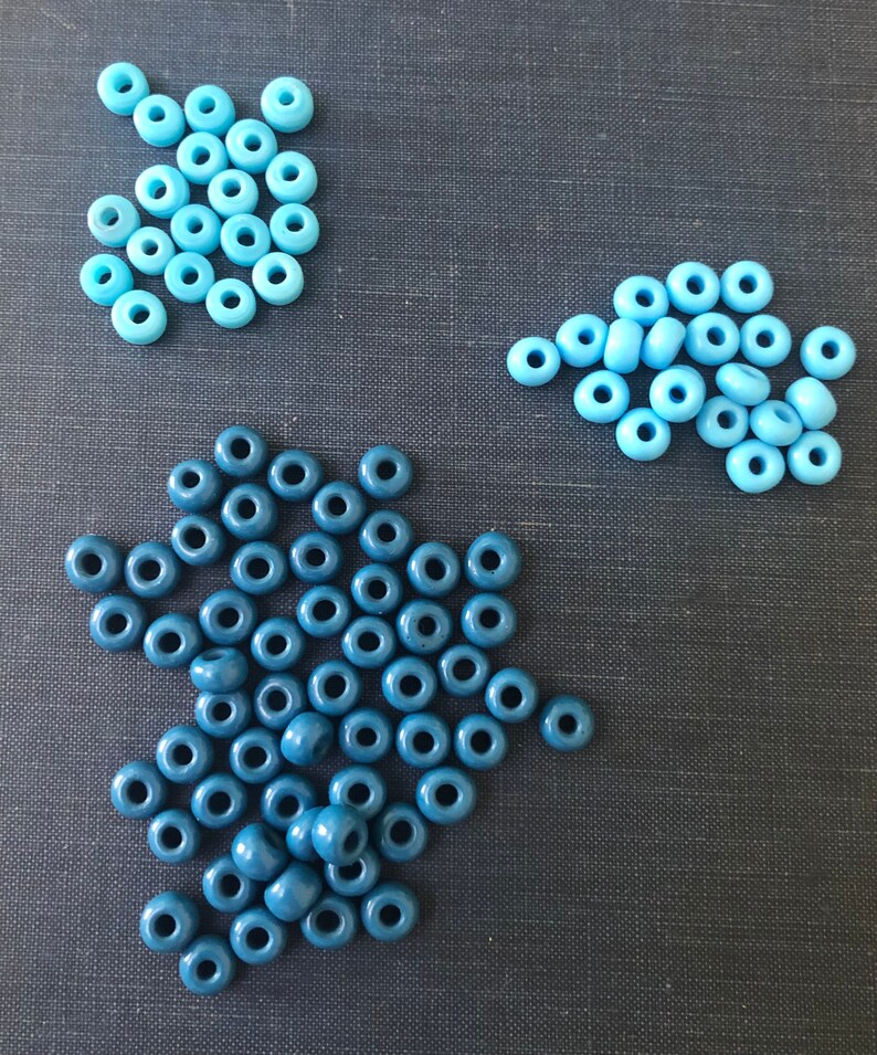 BLUE Glass 94 LOT PONY Style Rondelle Beads Destash Handmade glass beads 6mm x 4mm Cornflower Blue, Aqua image 8