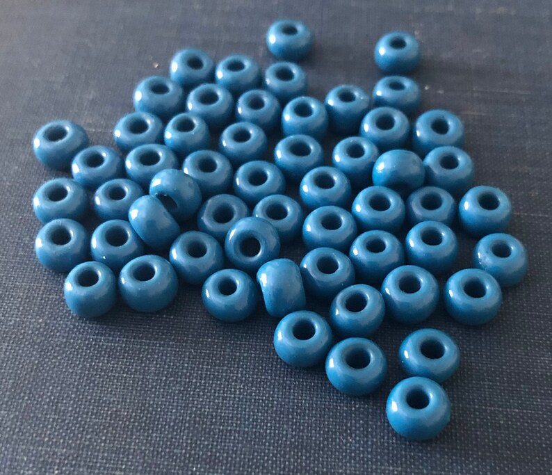 BLUE Glass 94 LOT PONY Style Rondelle Beads Destash Handmade glass beads 6mm x 4mm Cornflower Blue, Aqua image 2