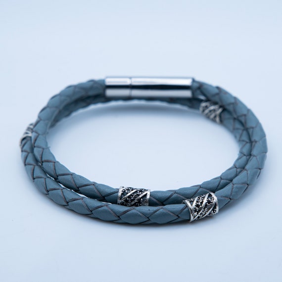 ブレスレット Double Wrap Leather Bracelet #5948 Double Wrap Leather Bracelet, Men's Bracelet, Multi Strand