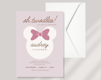 Minnie Mouse 2nd Birthday Invitation Template: Oh Twodles (Canva Template)
