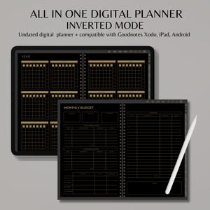 Inverted Mode Digital Planner | Undated, Goodnotes iPad Android (PDF)
