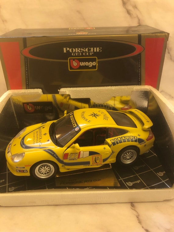 Yellow Porsche GT3 Cup Model Toy Car - 1:18 Bburago Gold