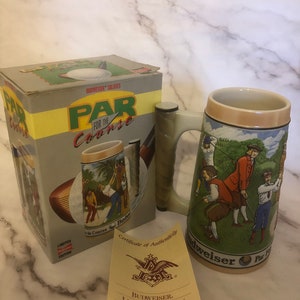 1992 Budweiser Golf Stein Limited Edition Large Ceramic Mug, Vintage Collector’s Cup