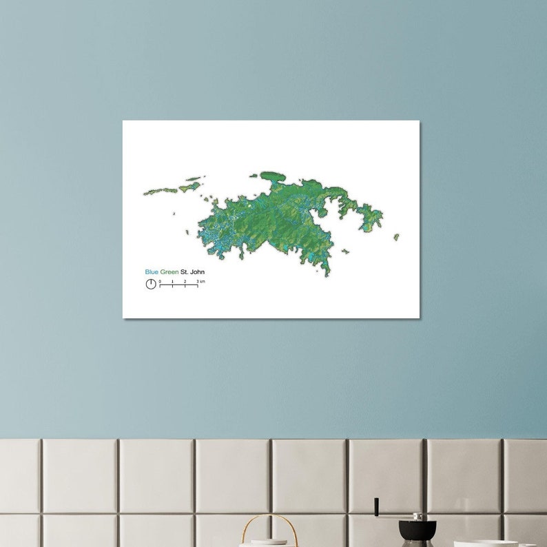 St. John Island Map Art | Caribbean Map Print | St. John Wall Decor | Caribbean Vibes | Tropical Paradise Map | Vintage-Style Map Decor image 3