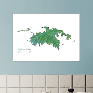 St. John Island Map Art | Caribbean Map Print | St. John Wall Decor | Caribbean Vibes | Tropical Paradise Map | Vintage-Style Map Decor A0 (84.1 x 118.9  cm)