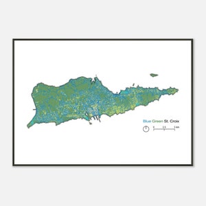 Arte con mapa de Santa Cruz / Decoración con mapa de la isla de Santa Cruz / Impresión de mapa de regalo único / Decoración de pared con un trocito de paraíso / Arte minimalista de regalo / Mapa del Caribe