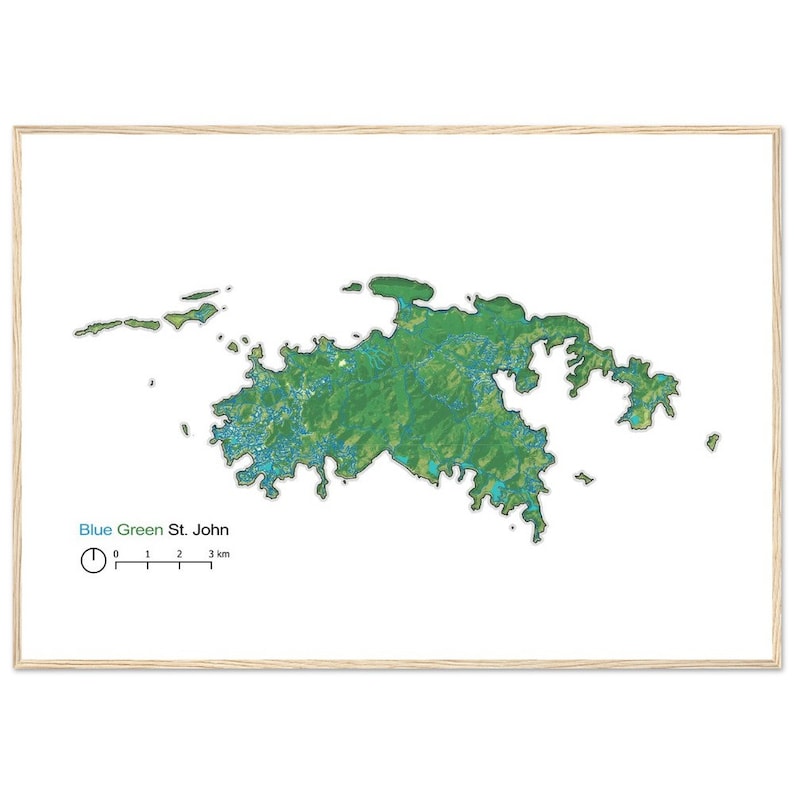 St. John Island Map Art | Caribbean Map Print | St. John Wall Decor | Caribbean Vibes | Tropical Paradise Map | Vintage-Style Map Decor image 1