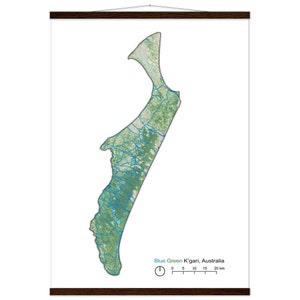 Mappa artistica di Gari Australia / Analisi delle infrastrutture blu-verdi / Decorazione basata su dati geospaziali / Arte murale di Fraser Island immagine 3