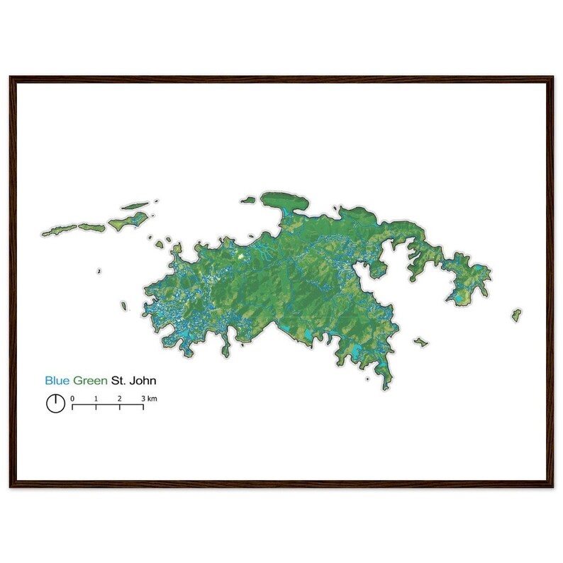 St. John Island Map Art | Caribbean Map Print | St. John Wall Decor | Caribbean Vibes | Tropical Paradise Map | Vintage-Style Map Decor 60x80 cm / 24x32″