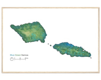 Samoa Map Art | Perfect for Beach House Decor | Minimalist Samoa Map | Blue and Green Aesthetic | Samoa Island Map Gift | Samoa Map Print