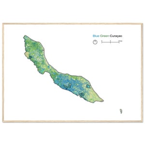 Mapa de la isla de Curazao / La joya del Caribe holandés / Arte del mapa del paraíso caribeño de Curazao / Regalo de mapa / Arte mural moderno / Decoración de pared con el mapa de Curazao