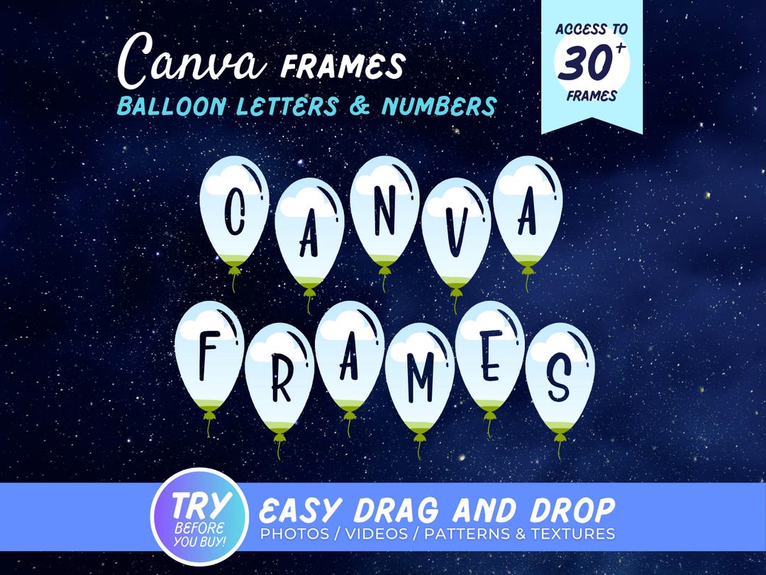 Balloon Letters and Numbers Frames, Birthday Photo Canva Frames ...