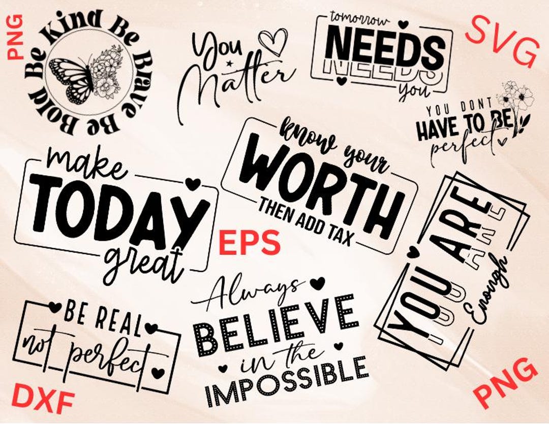 Boho Motivational SVG Bundle Self Love , Positive Quotes , Digital ...
