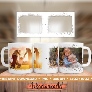 Sublimeringsdesign - bildmuggomslag PNG. Digital mall 11oz, 15oz mugg / Anpassad fotomugg, Personlig mugg, Tavelram, Kaffemugg