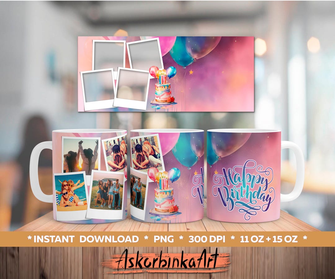 Subli Photo Custom Photo Gift - Sublimation Design PNG. Digital Template 11oz 15oz ...