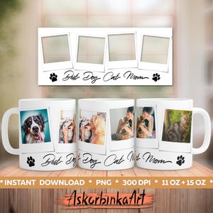最高の犬猫ママ - 昇華デザイン用マグカップラップ。15オンスと11オンス用の写真マグカップテンプレート/カスタムペットマグカップ、パーソナライズマグカップ、カスタマイズされたマグカップ