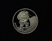 Santa Claus, Cut Coin Medallion, Pure Silver, Heir Loom, Keepsake, Merry Christmas Pendant, Ho ho ho
