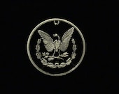Dead Liberty, Cut Coin Pendant, Golden Eagle Skeleton, End Of Time, Hobo Nickel Replica, Hand Cut Coin Jewelry