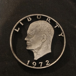 Dwight D. Eisenhower, Hand Cut From Genuine 1972 US Dollar Coin image 1