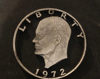 Dwight D. Eisenhower, Hand Cut From Genuine 1972 US Dollar Coin