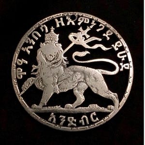 Lion Of Judah, Grandaddy Rasta Bling Cut Coin Pendant Haile 1899 Silver Ethiopian Birr Rastafarian Jewelry Rasta Reggae Pendant