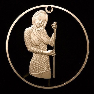 Ball Breaker, Hand Cut Coin Pendant, Pool, Billiards, 8 Ball Good Luck Charm