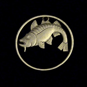 DANZIG - cut coin pendant - w/ Codfish - 1932 - Rare